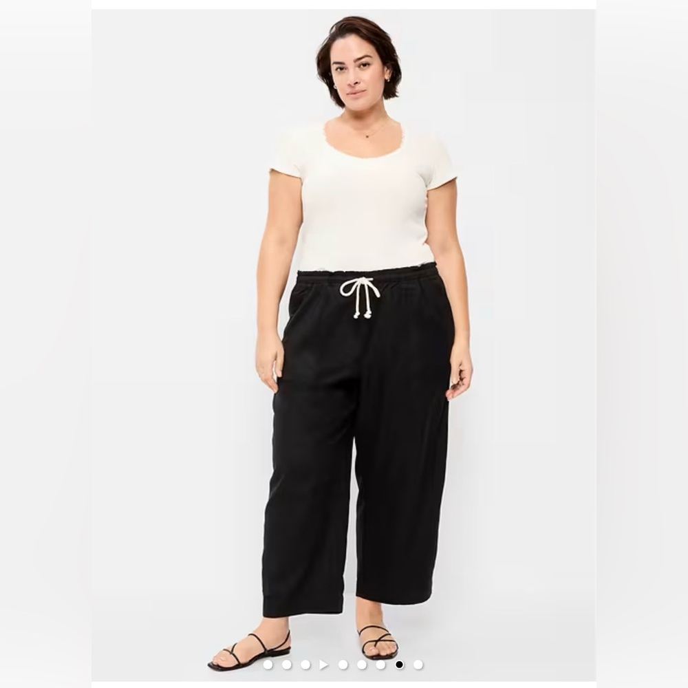 Utility Black Drawstring Wide-Leg Pants